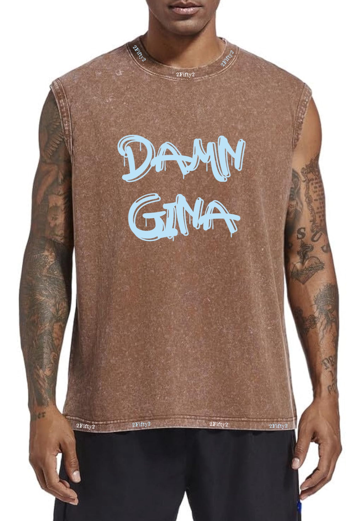 Damn Gina Mens sleeveless acid wash tee by the 2fifty brand