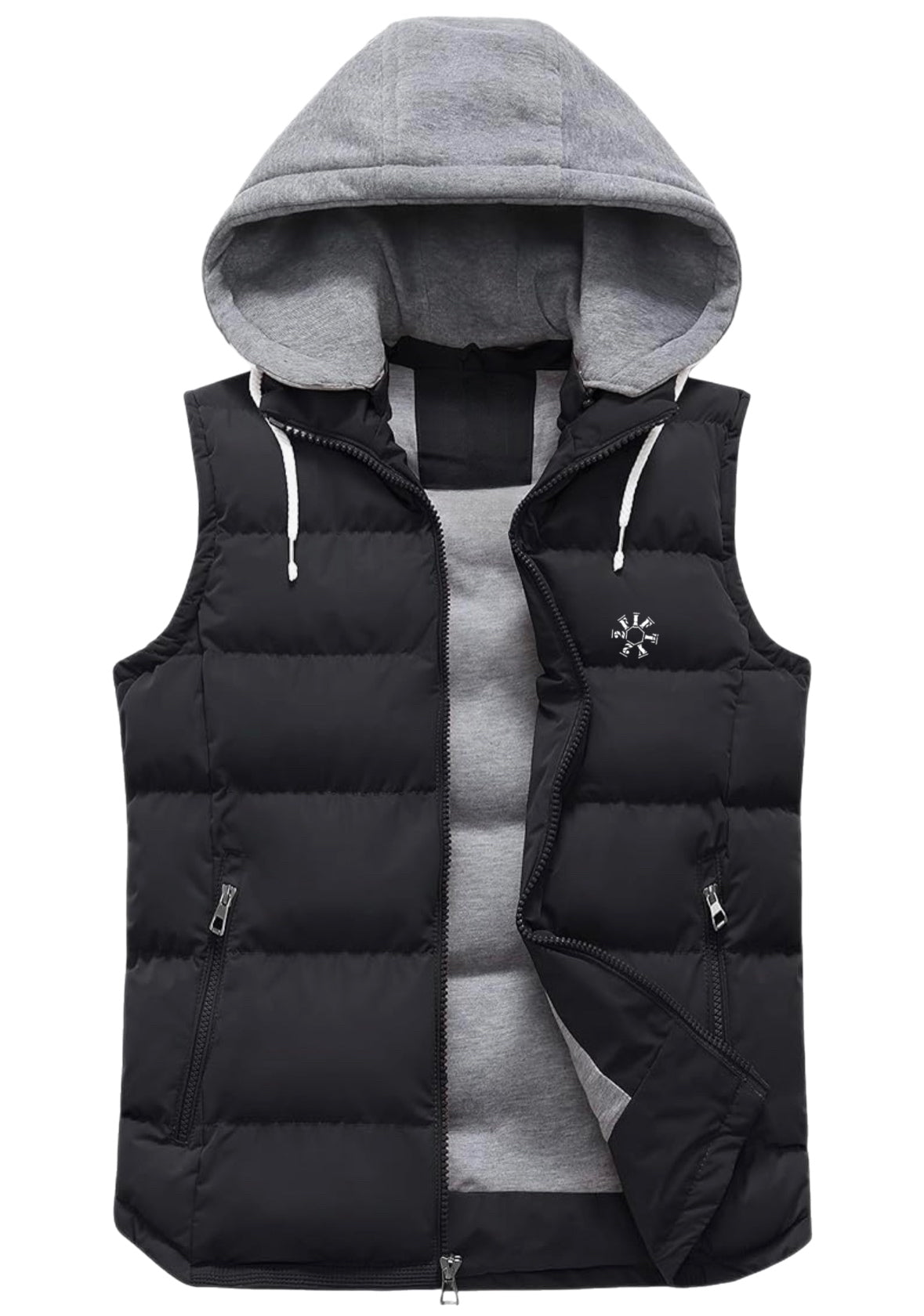 Men’s hooded puffer vest with removable hood