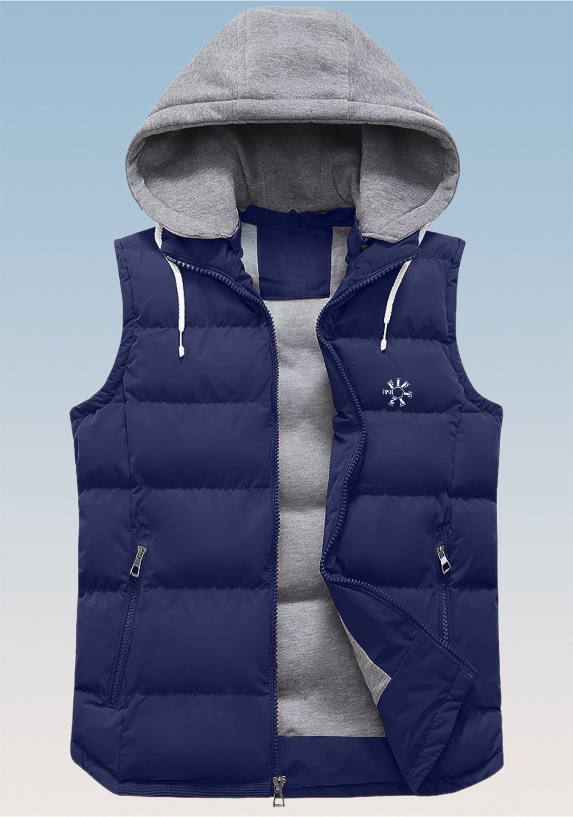 Men’s hooded puffer vest with removable hood