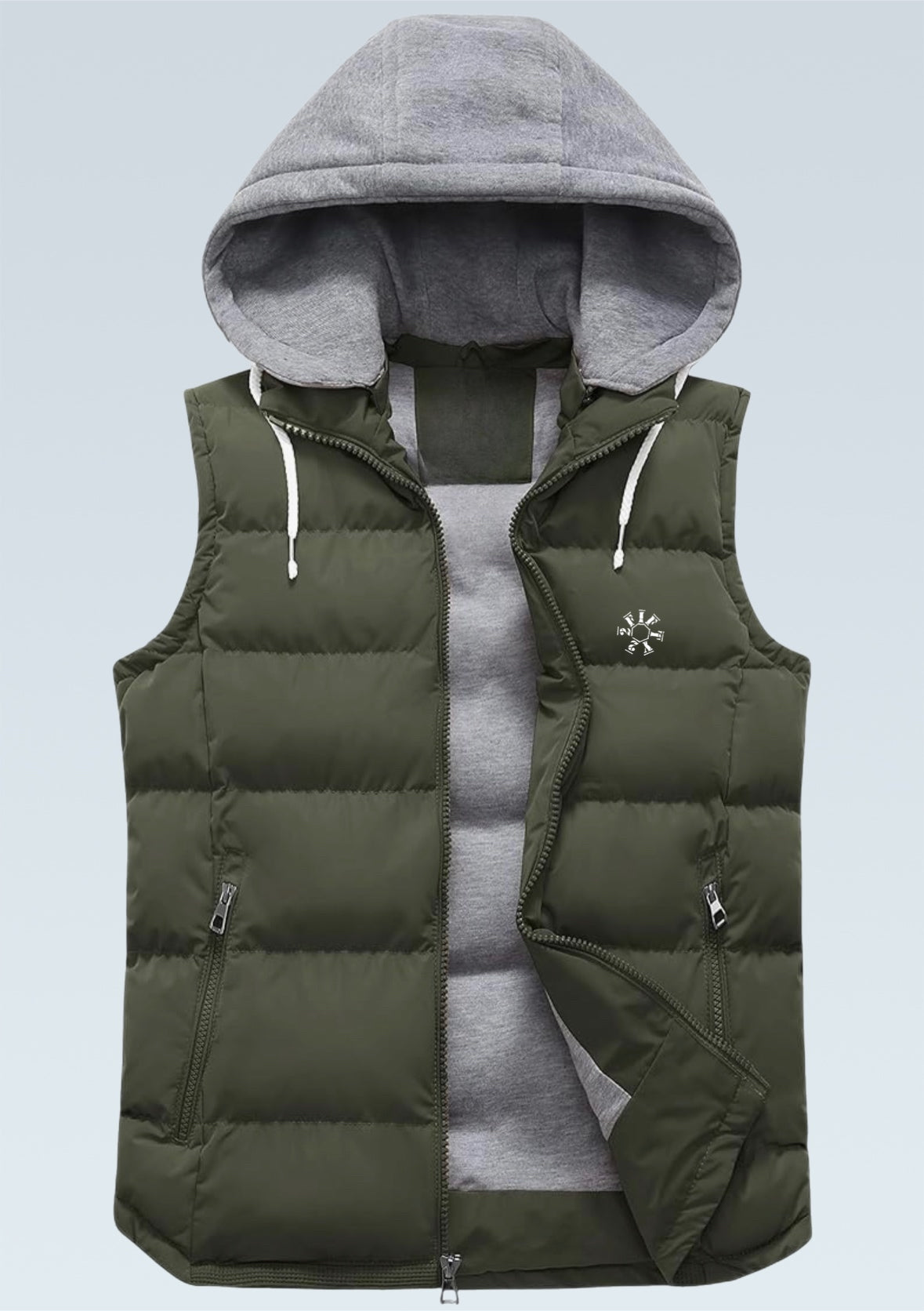 Men’s hooded puffer vest with removable hood