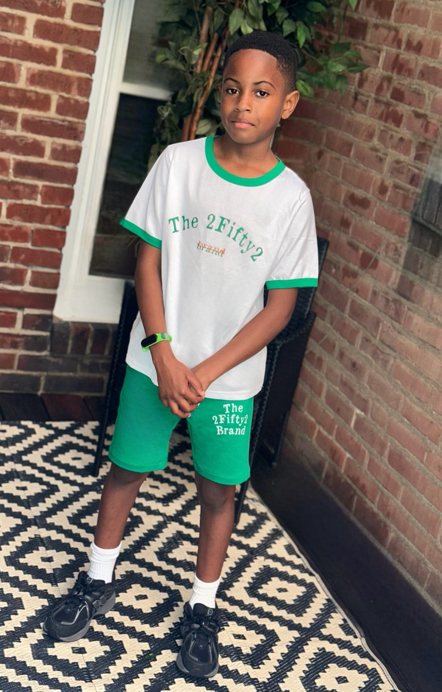 Boys  kelly green sweat shorts set by the 2fifty2 brand