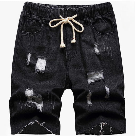 Boys distressed drawstring denim shorts