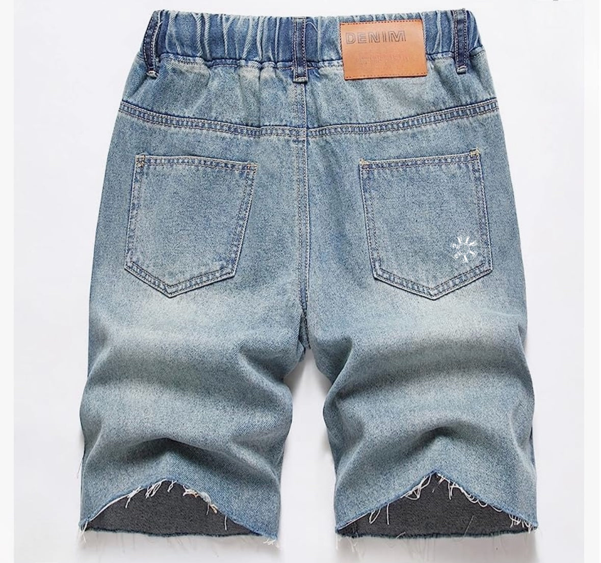 Boys distressed drawstring denim shorts