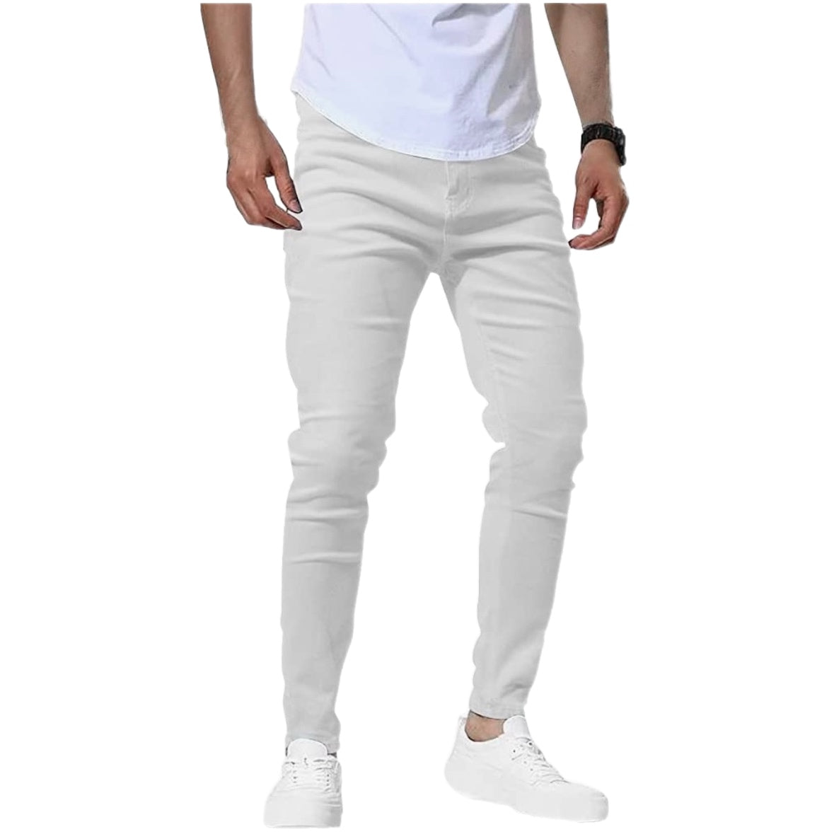 Men Slim Fit Denim Jeans Stretch Skinny Tapered Jean Pants