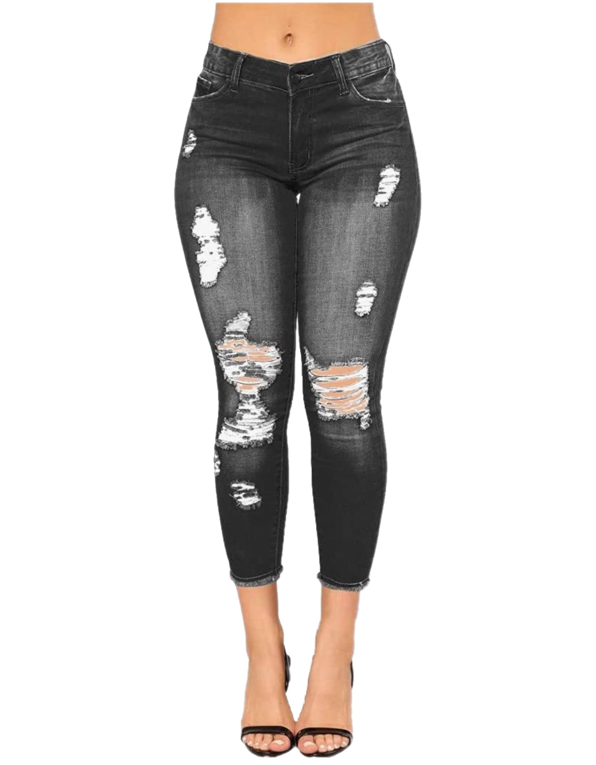 Women Skinny Ripped Stretch Distressed Denim Jeans