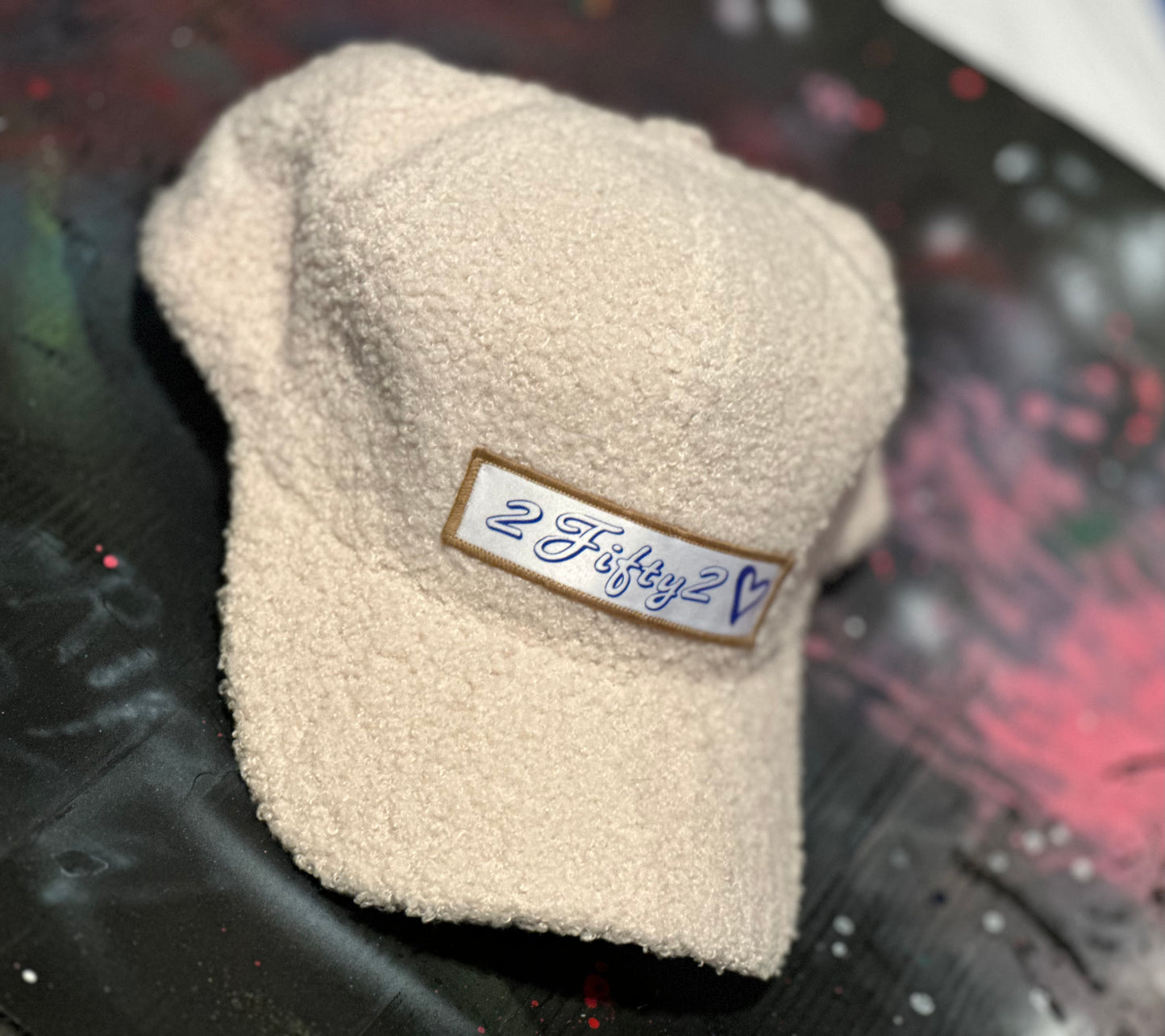 Faux Lamb Wool Baseball Cap, cream