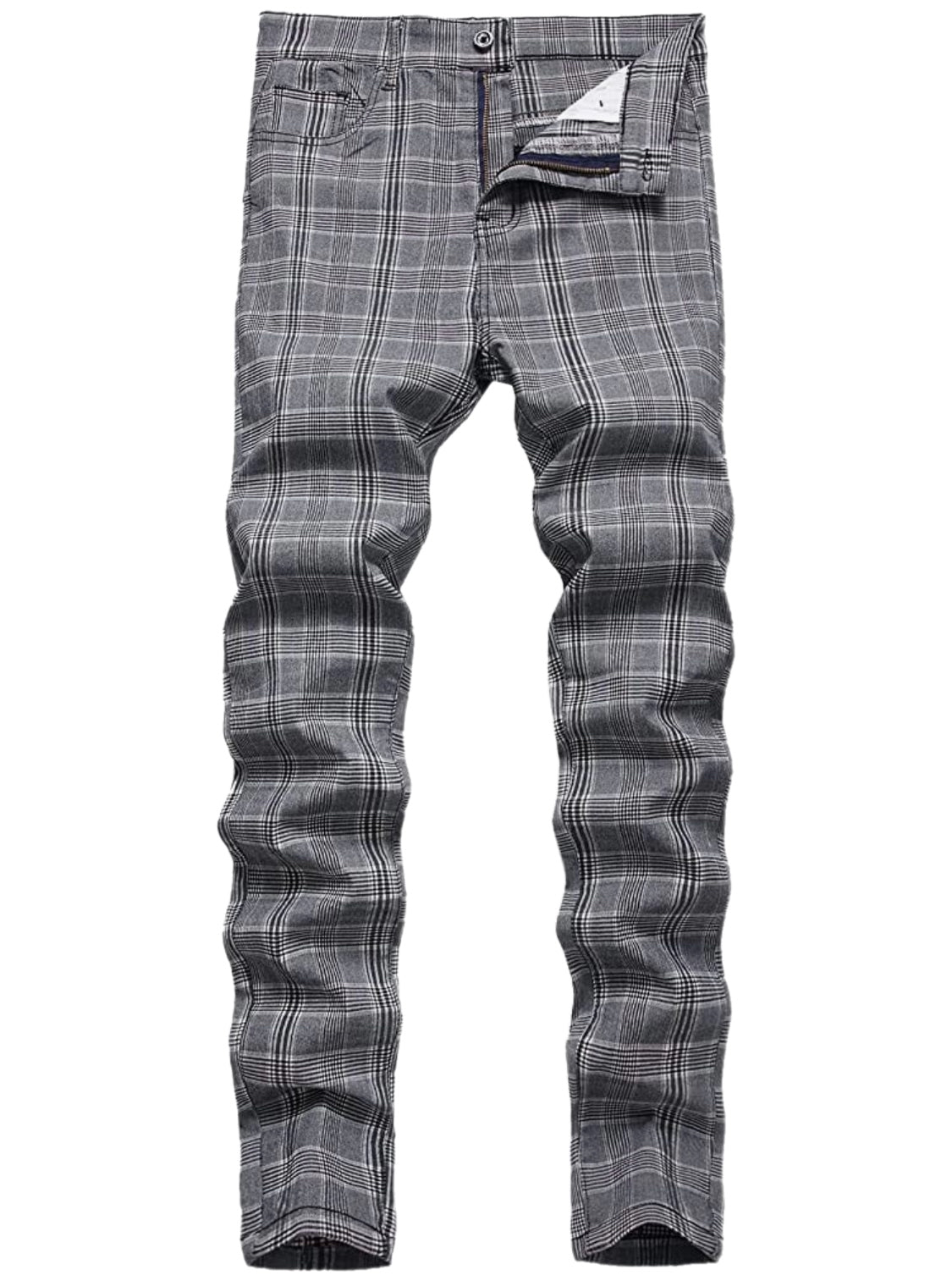 Plaid Slim Fit Dress Pants for Men Tapered Golf Skinny Stretch Chino Pants Mens Casual Slacks Suit Striped Business